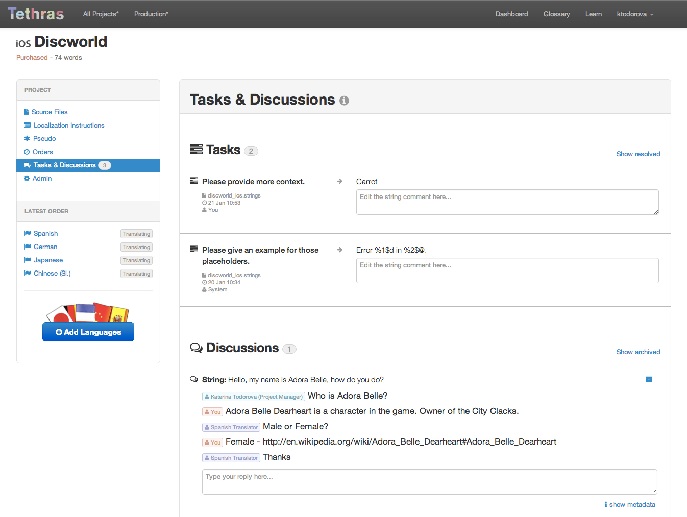 The improved tethras discussions system, and the new tasks.